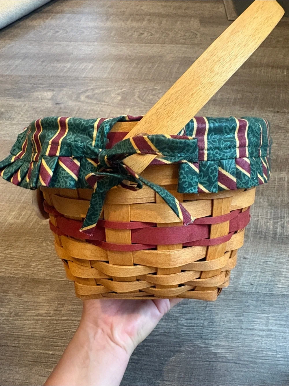 Longaberger 1994 Jingle Bell Basket  Holly Lid Liner & Protector READ